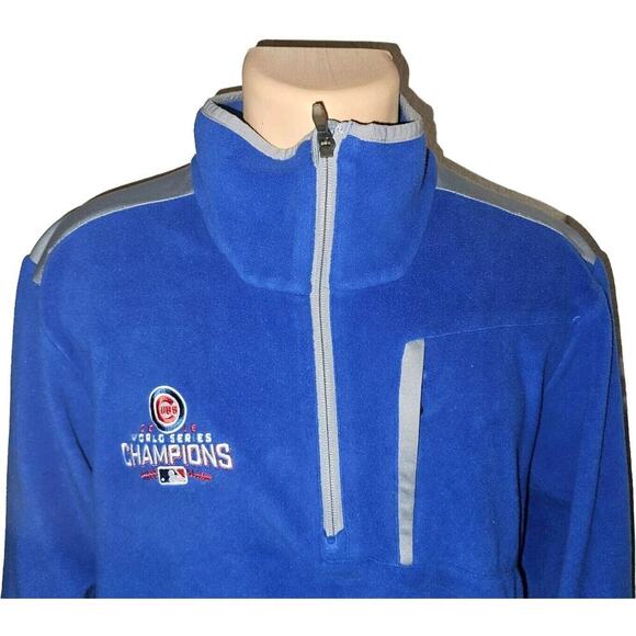 2016 World Champions Chicago Cubs Columbia Omni-Heat 1/4 Fleece Pullover Size L - Picture 2 of 14